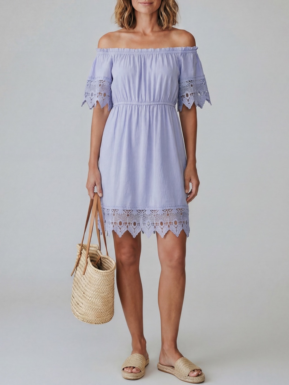 Haute Monde coquette girl light blue Crochet lace dress Fairy Vacation Coastal